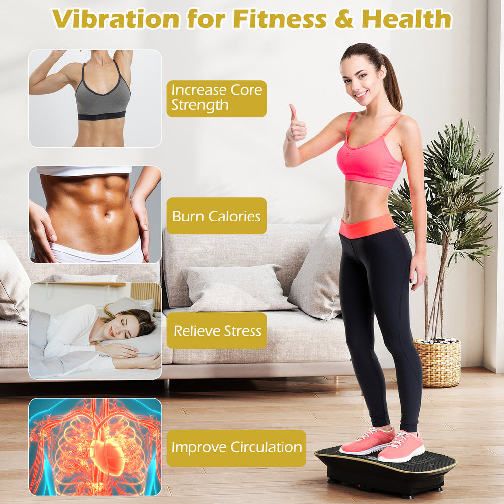 20 Inch Vibration Plate Exercise Machine for Fat Burning & Weight Loss - Black