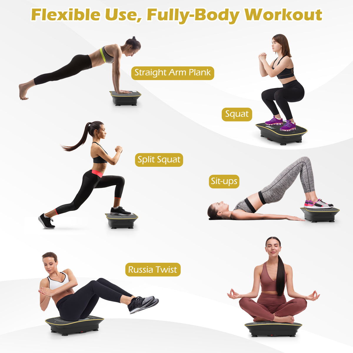 20 Inch Vibration Plate Exercise Machine for Fat Burning & Weight Loss - Black