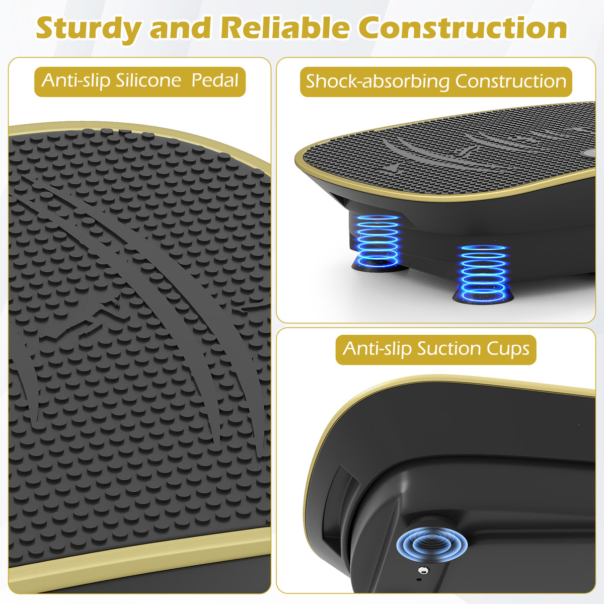 20 Inch Vibration Plate Exercise Machine for Fat Burning & Weight Loss - Black