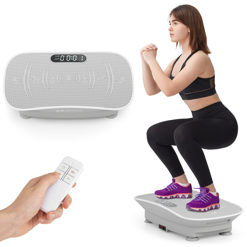 20 Inch Gray Vibration Plate Exercise Machine for Weight Loss & Lymphatic Drainage - 10 Speed Levels