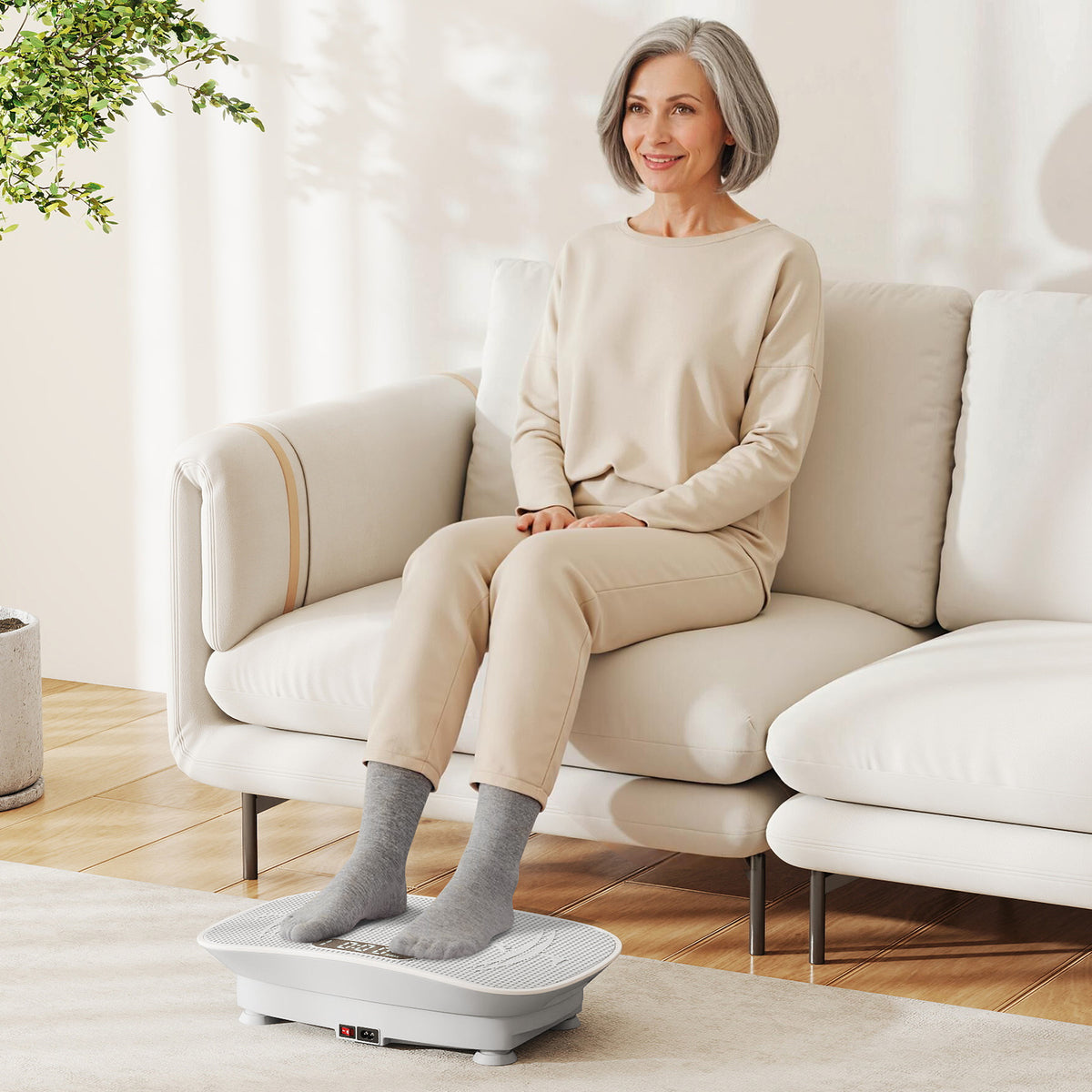 20 Inch Gray Vibration Plate Exercise Machine for Weight Loss & Lymphatic Drainage - 10 Speed Levels