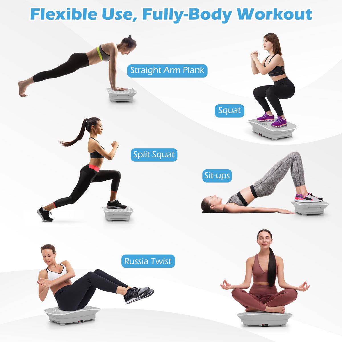 20 Inch Gray Vibration Plate Exercise Machine for Weight Loss & Lymphatic Drainage - 10 Speed Levels