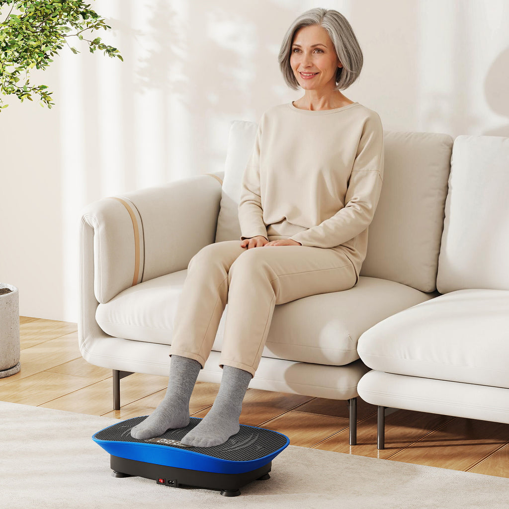20 Inch Vibration Plate Exercise Machine for Weight Loss & Lymphatic Drainage - Navy, 10 Speed Levels