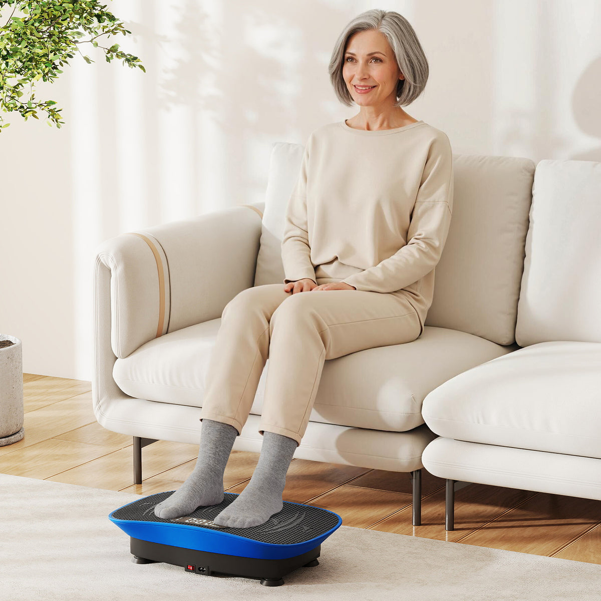 20 Inch Vibration Plate Exercise Machine for Weight Loss & Lymphatic Drainage - Navy, 10 Speed Levels