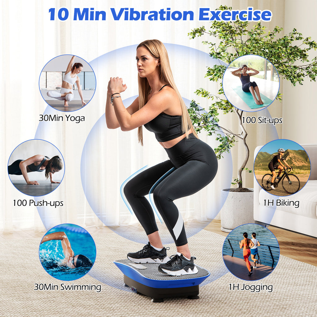 20 Inch Vibration Plate Exercise Machine for Weight Loss & Lymphatic Drainage - Navy, 10 Speed Levels