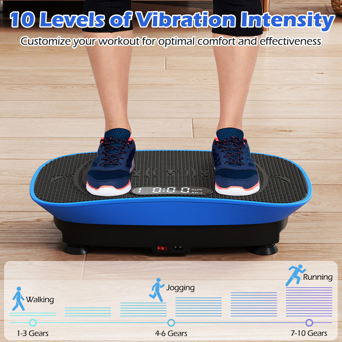 20 Inch Vibration Plate Exercise Machine for Weight Loss & Lymphatic Drainage - Navy, 10 Speed Levels