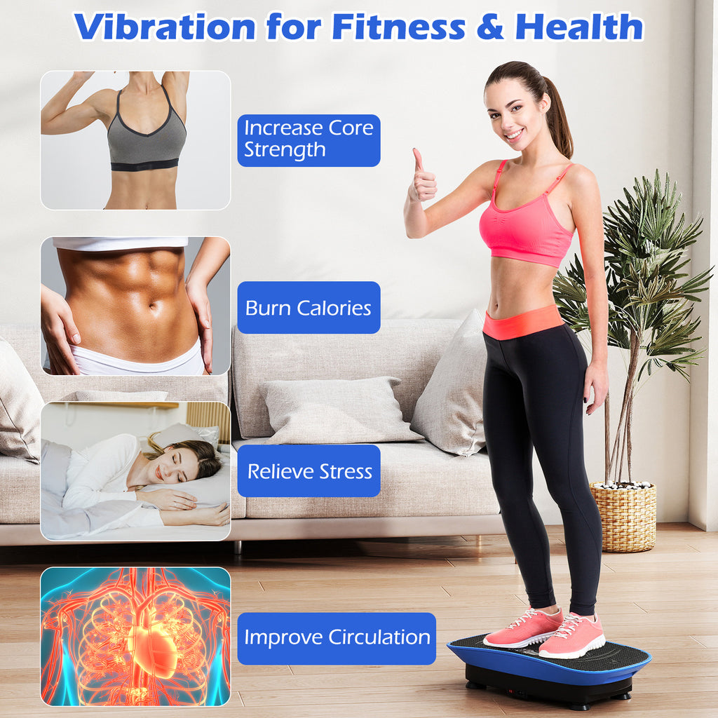 20 Inch Vibration Plate Exercise Machine for Weight Loss & Lymphatic Drainage - Navy, 10 Speed Levels