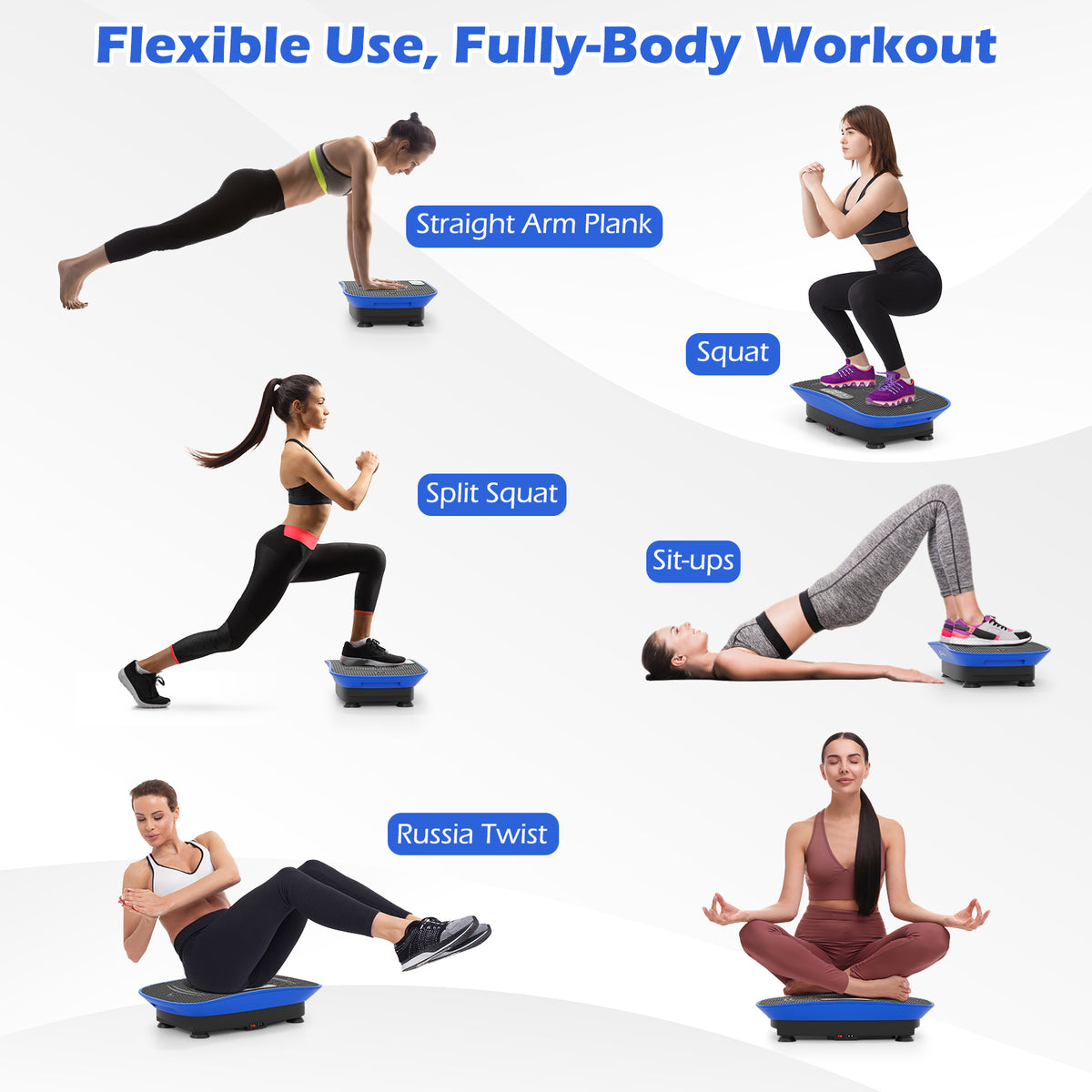 20 Inch Vibration Plate Exercise Machine for Weight Loss & Lymphatic Drainage - Navy, 10 Speed Levels