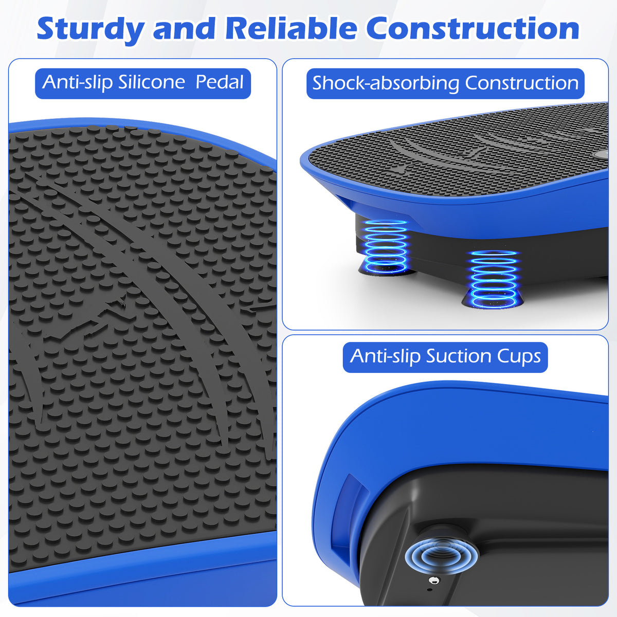 20 Inch Vibration Plate Exercise Machine for Weight Loss & Lymphatic Drainage - Navy, 10 Speed Levels