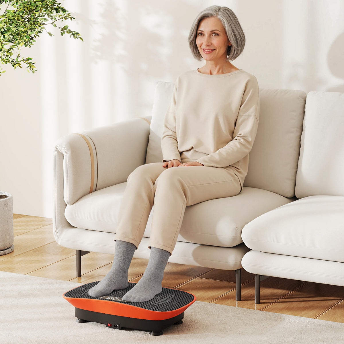 20 Inch Vibration Plate Exercise Machine for Fat Loss & Lymphatic Drainage - Orange, 10 Speed Levels