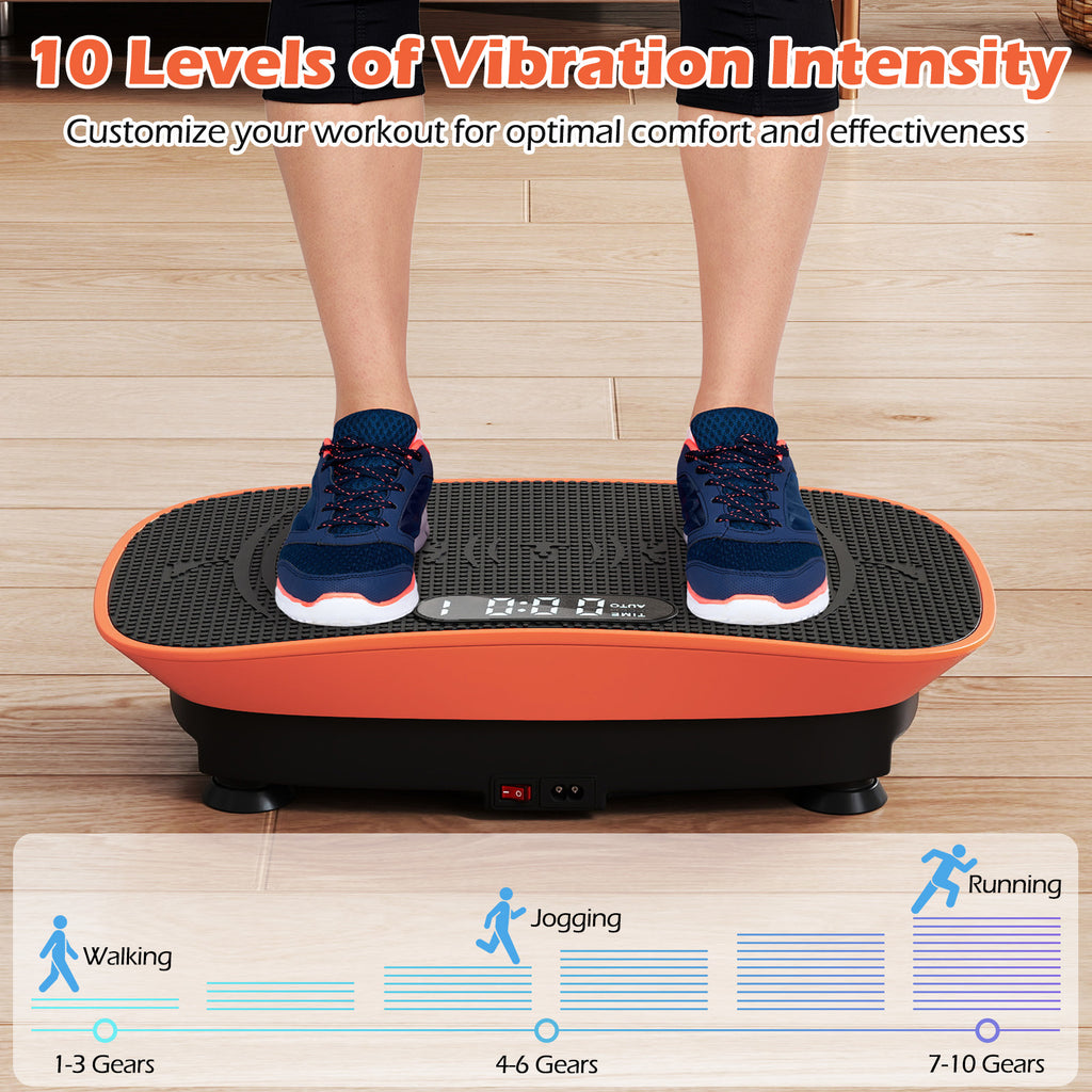 20 Inch Vibration Plate Exercise Machine for Fat Loss & Lymphatic Drainage - Orange, 10 Speed Levels