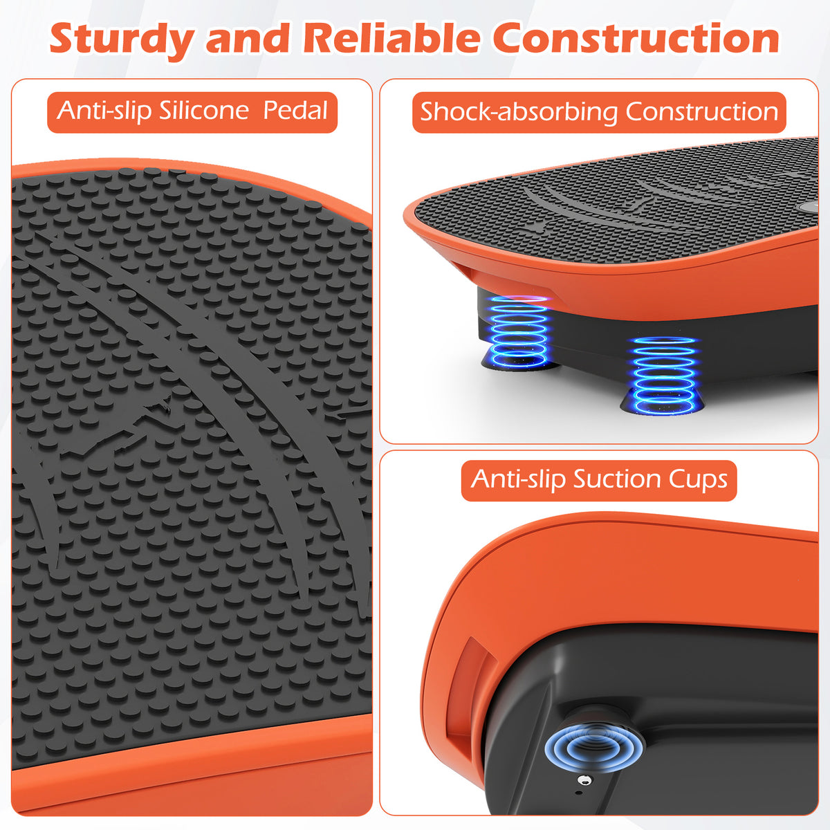 20 Inch Vibration Plate Exercise Machine for Fat Loss & Lymphatic Drainage - Orange, 10 Speed Levels