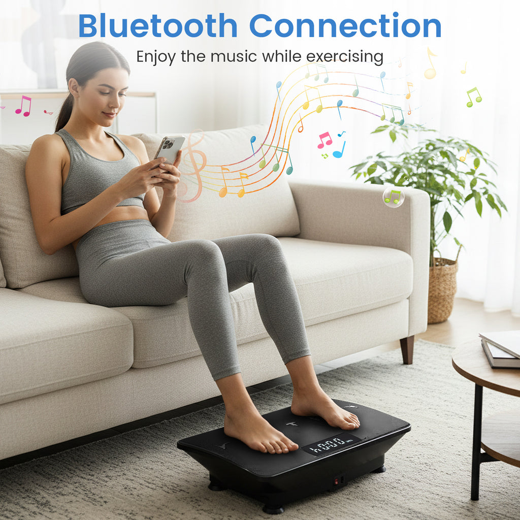 Vibration Plate Exercise Machine with Gravity Sensor - 22 Inch Black Home Gym Equipment