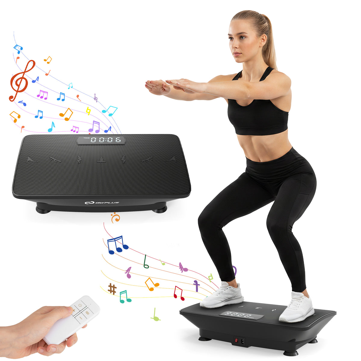 Vibration Plate Exercise Machine with Gravity Sensor - 22 Inch Black Home Gym Equipment