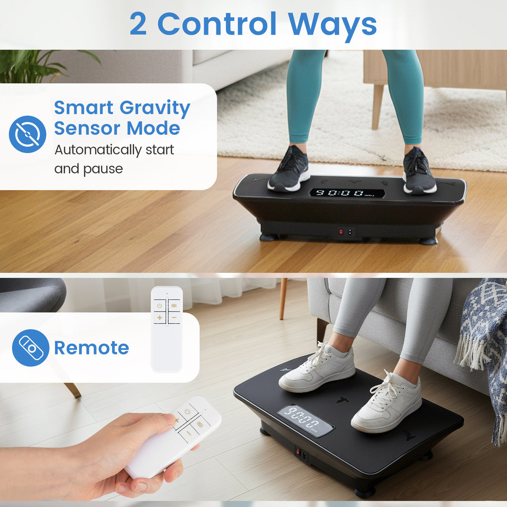 Vibration Plate Exercise Machine with Gravity Sensor - 22 Inch Black Home Gym Equipment