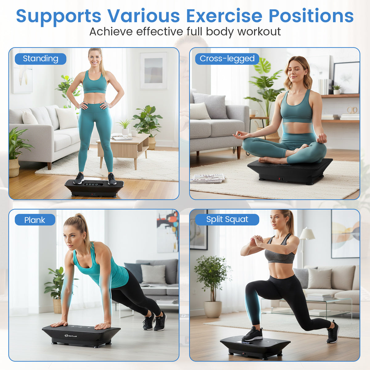 Vibration Plate Exercise Machine with Gravity Sensor - 22 Inch Black Home Gym Equipment