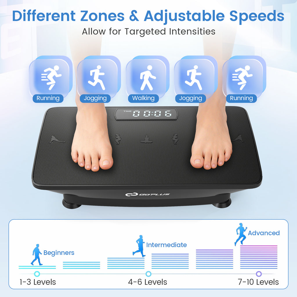 Vibration Plate Exercise Machine with Gravity Sensor - 22 Inch Black Home Gym Equipment