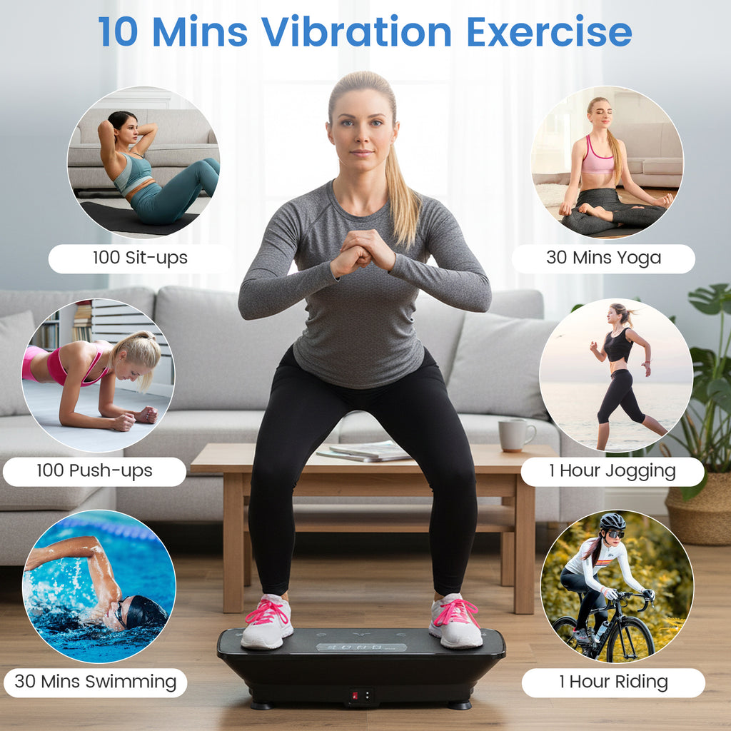 Vibration Plate Exercise Machine with Gravity Sensor - 22 Inch Black Home Gym Equipment