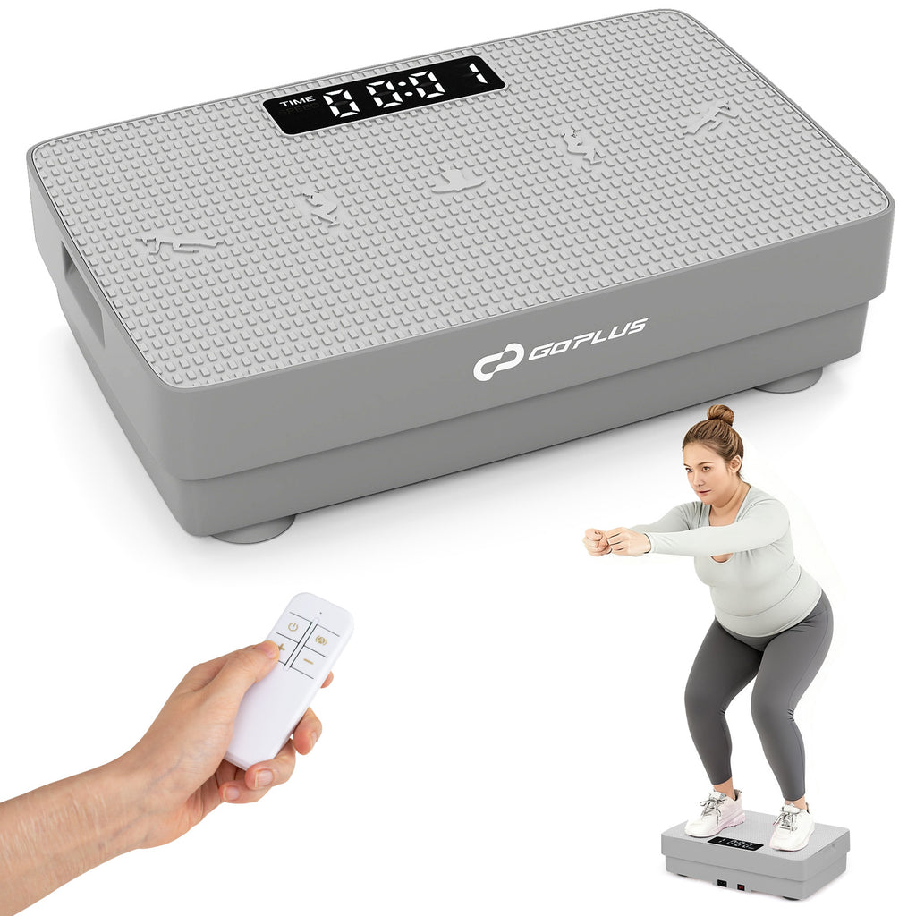 Vibration Plate Exercise Machine with Gravity Sensor & Remote - 17.5 Inch Gray