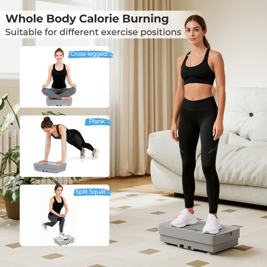 Vibration Plate Exercise Machine with Gravity Sensor & Remote - 17.5 Inch Gray