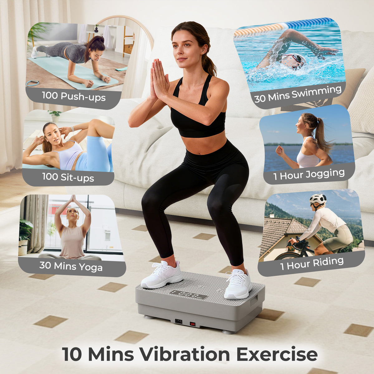 Vibration Plate Exercise Machine with Gravity Sensor & Remote - 17.5 Inch Gray