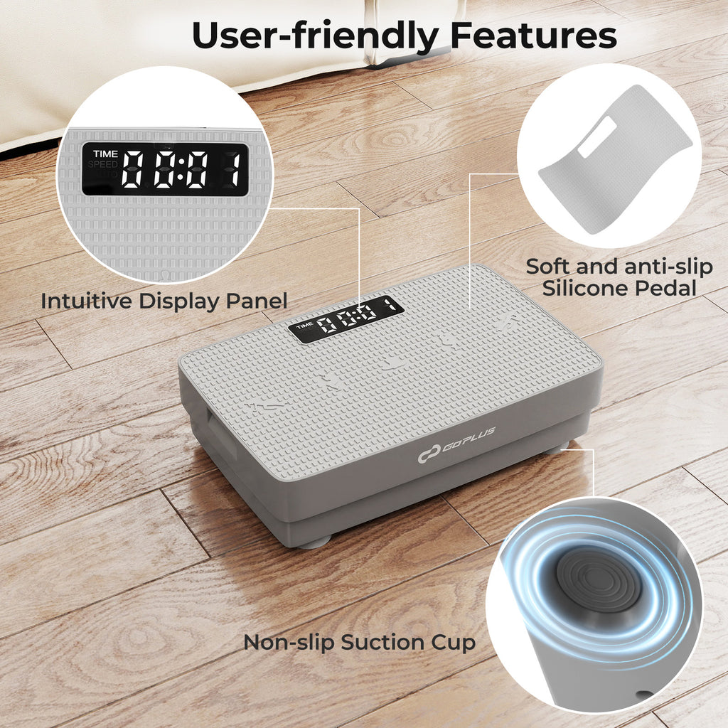 Vibration Plate Exercise Machine with Gravity Sensor & Remote - 17.5 Inch Gray