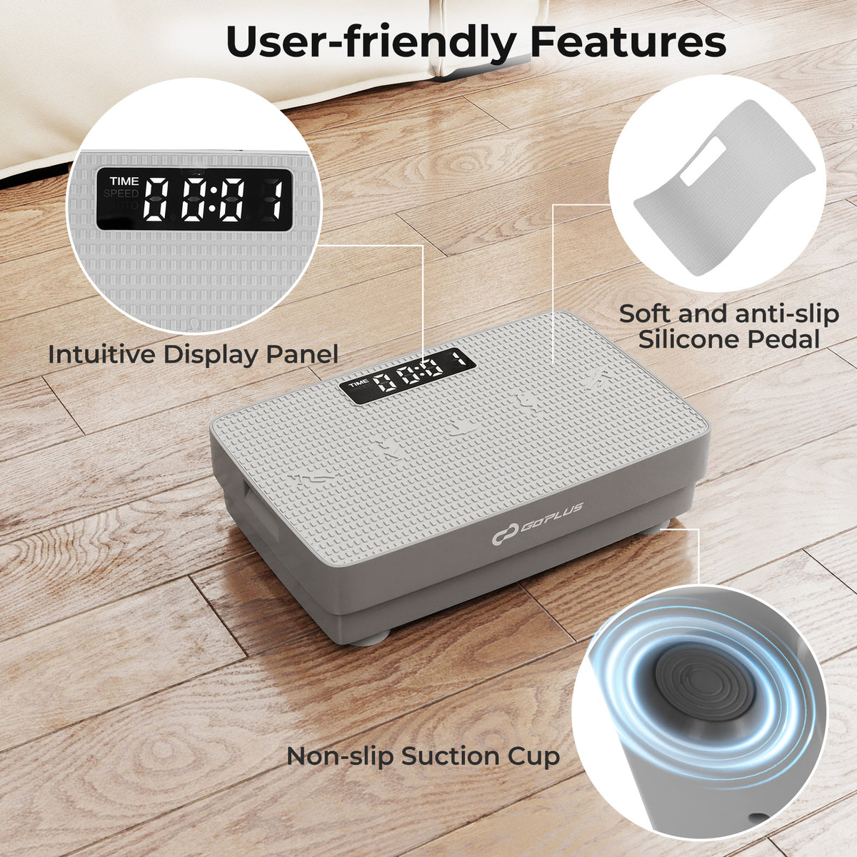 Vibration Plate Exercise Machine with Gravity Sensor & Remote - 17.5 Inch Gray