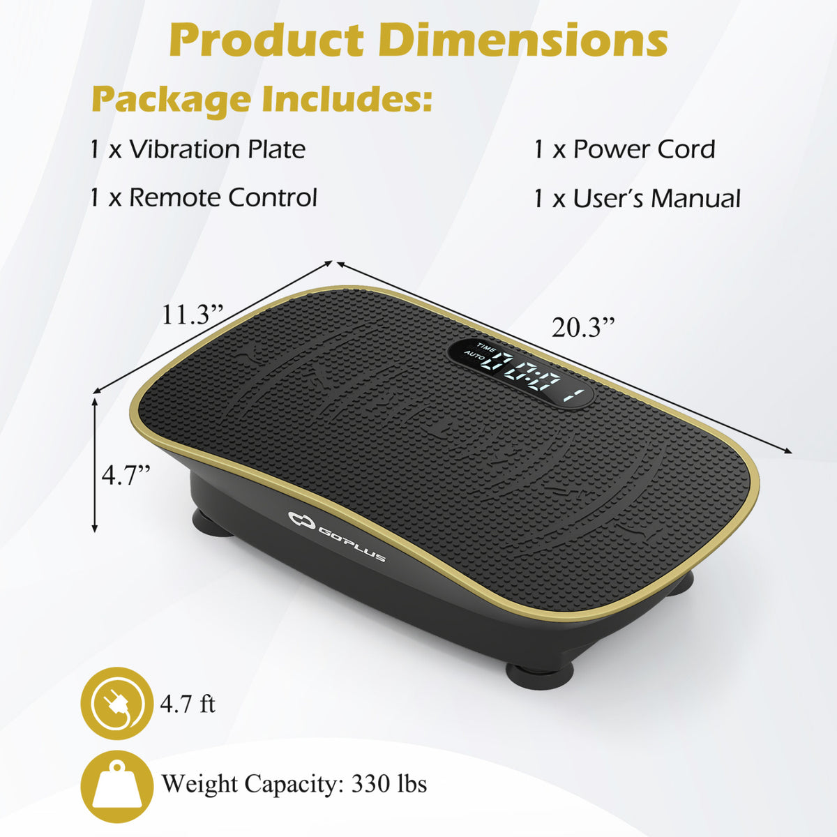 20 Inch Vibration Plate Exercise Machine for Fat Burning & Weight Loss - Black