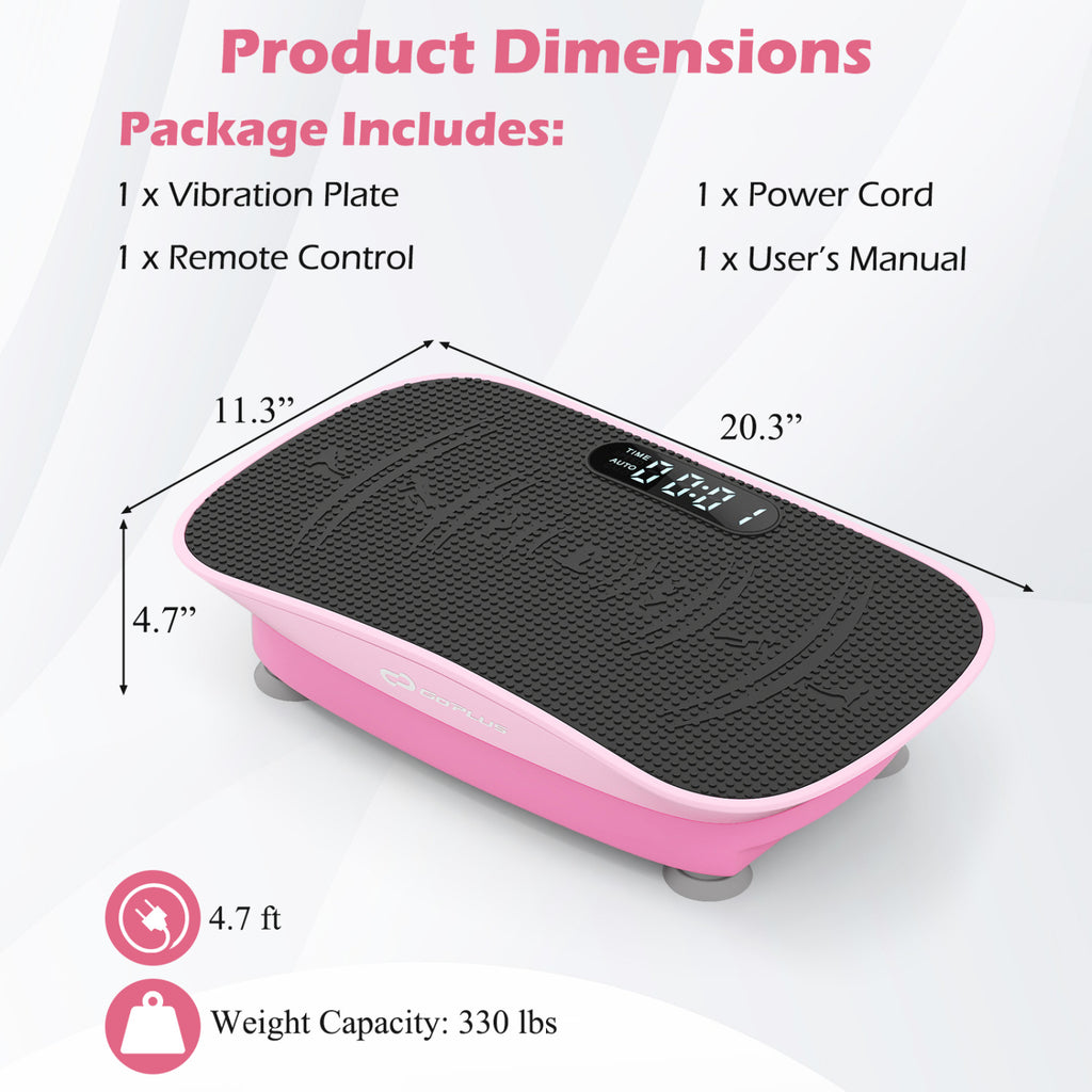Pink 20 Inch Vibration Exercise Machine for Fat Burn & Weight Loss - 10 Speed Levels