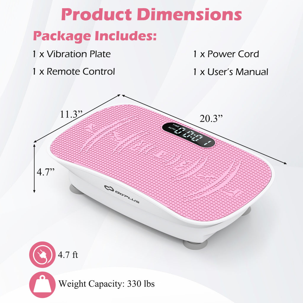 Vibration Plate Exercise Machine for Weight Loss & Lymphatic Drainage - 20 Inch White & Pink, 10 Speed Levels