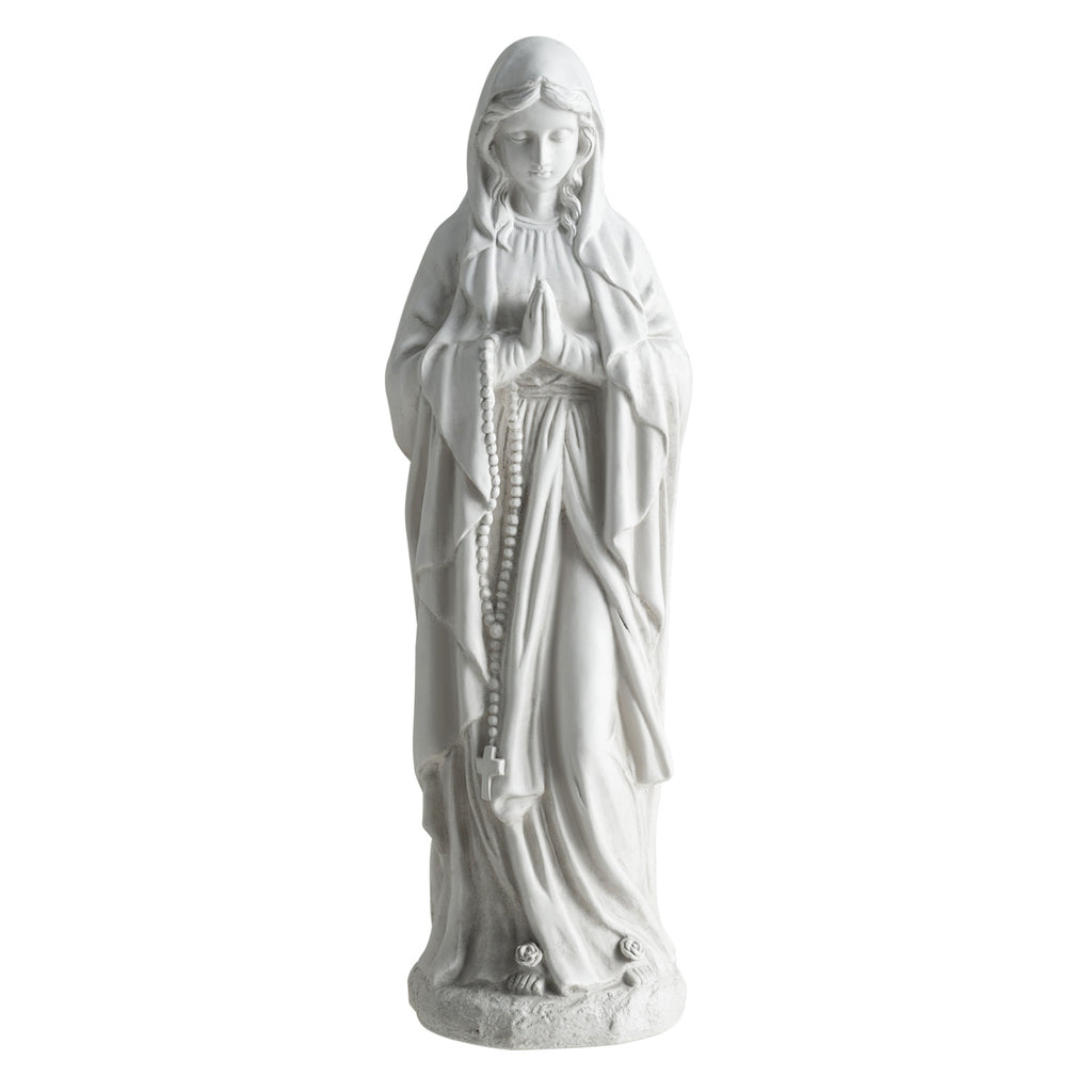 Virgin Mary Statue 29.5 Inch Outdoor Religious Sculpture - Praying Gray Variation
