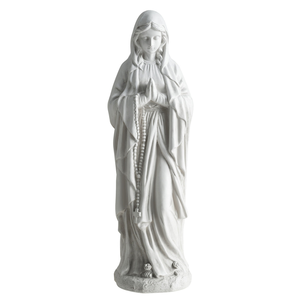 Virgin Mary Statue 29.5 Inch Outdoor Religious Sculpture - Praying Gray Variation