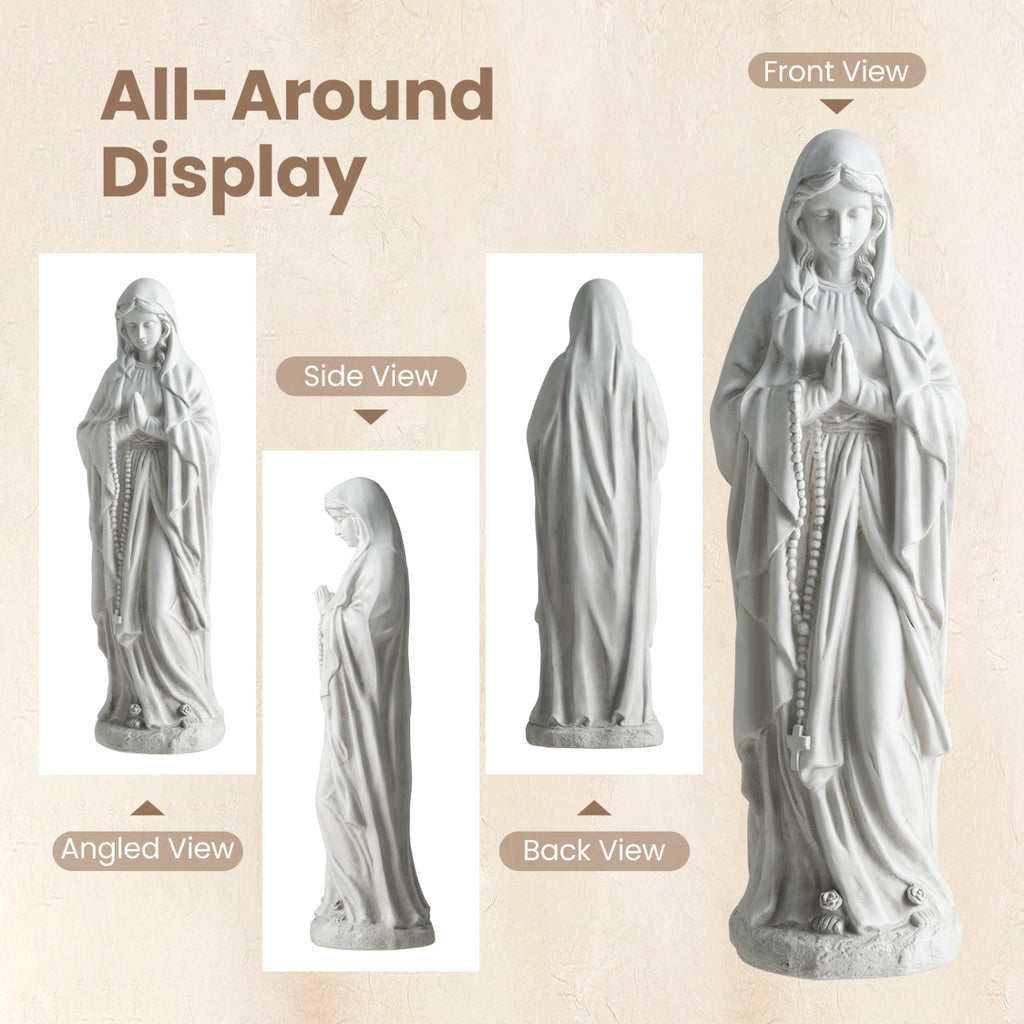 Virgin Mary Statue 29.5 Inch Outdoor Religious Sculpture - Praying Gray Variation