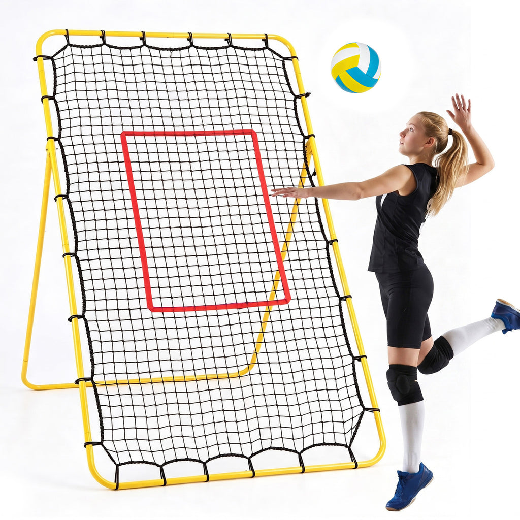 Volleyball Rebounder Net with 4 Adjustable Angles for Bumping and Spiking - Heavy Duty Outdoor Practice Equipment