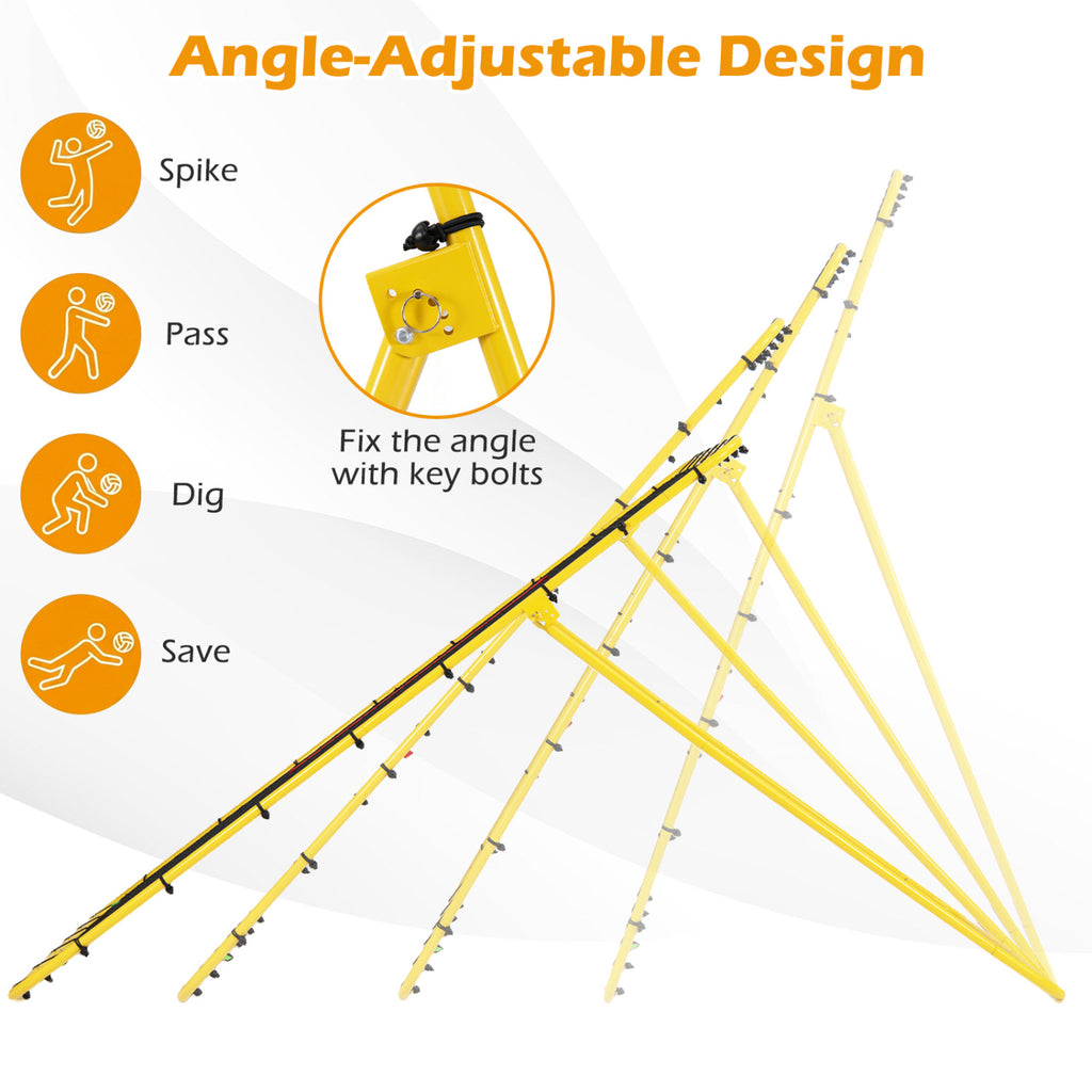 Volleyball Rebounder Net with 4 Adjustable Angles for Bumping and Spiking - Heavy Duty Outdoor Practice Equipment