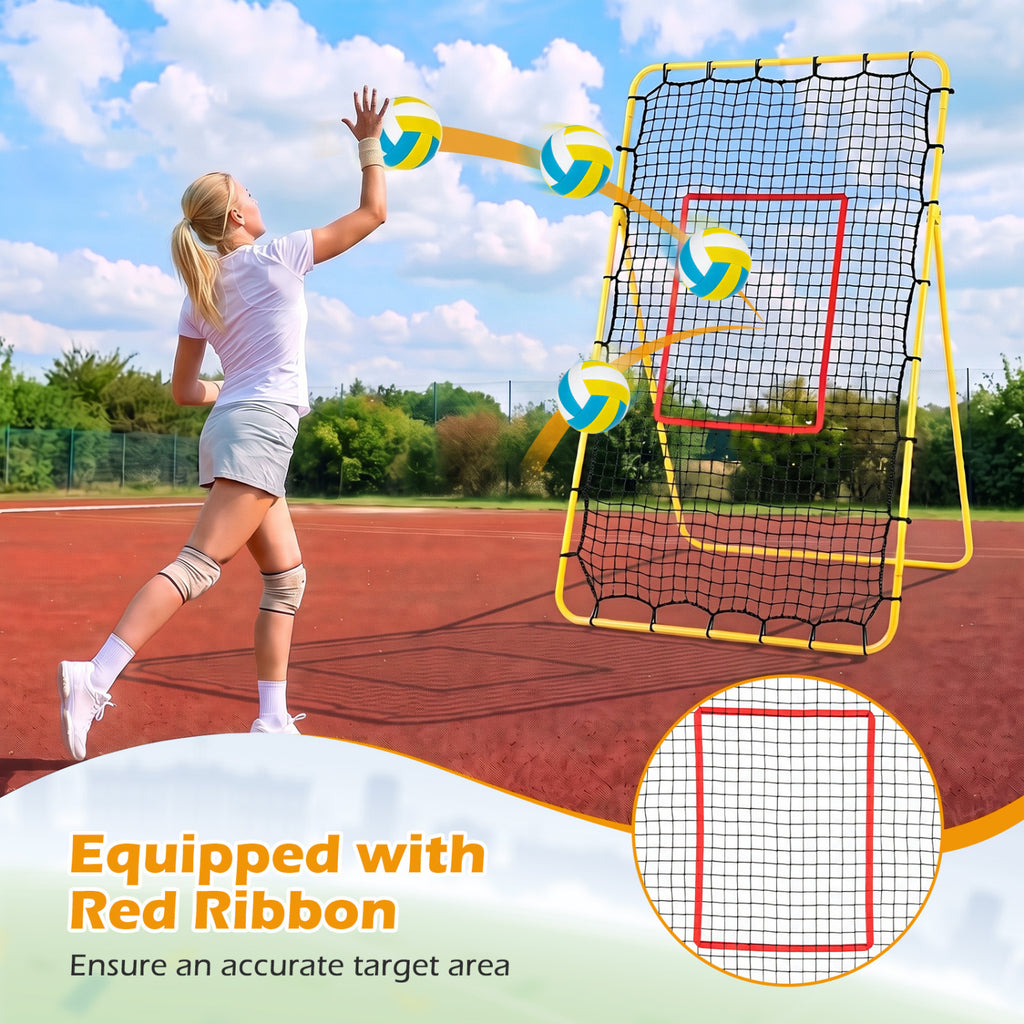 Volleyball Rebounder Net with 4 Adjustable Angles for Bumping and Spiking - Heavy Duty Outdoor Practice Equipment