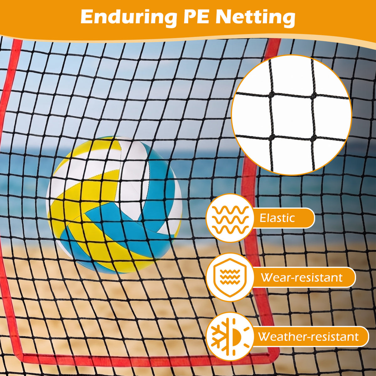 Volleyball Rebounder Net with 4 Adjustable Angles for Bumping and Spiking - Heavy Duty Outdoor Practice Equipment