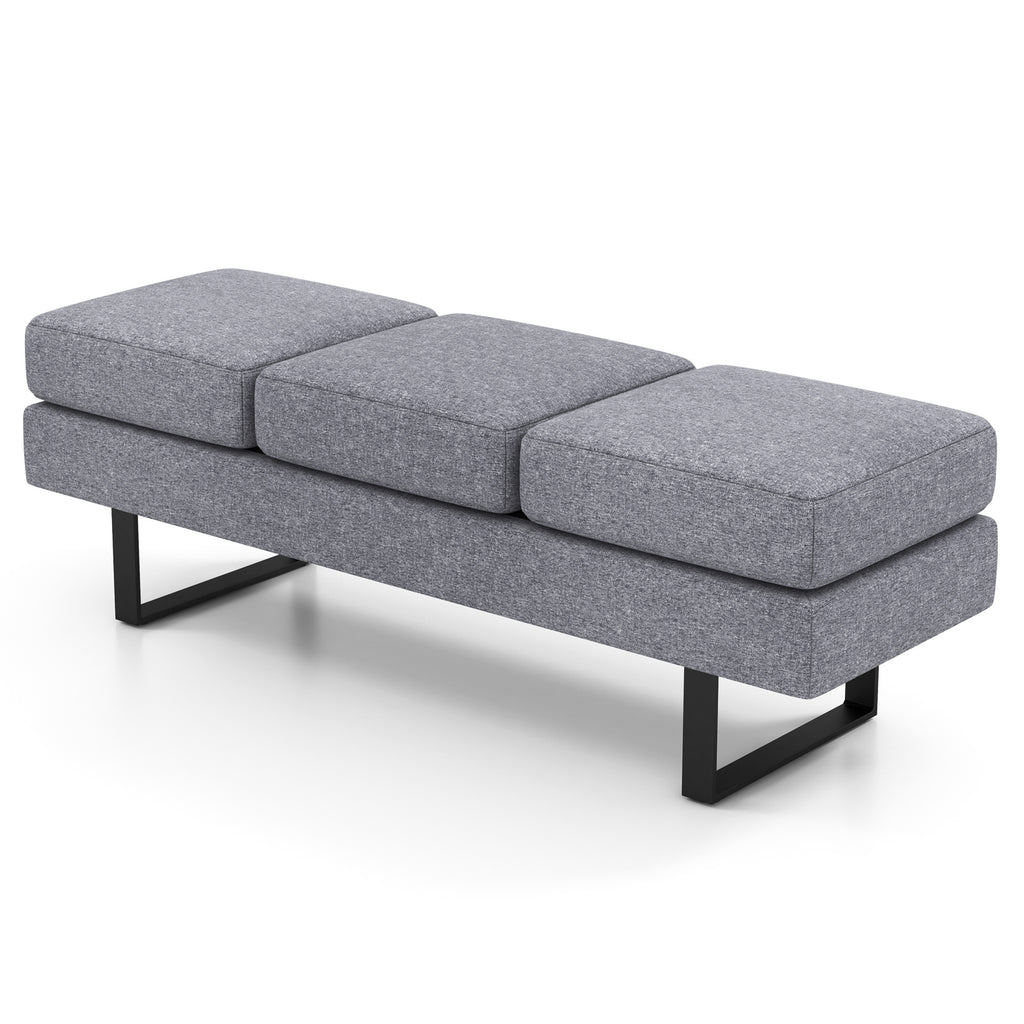Waiting Room Bench Seating with Metal Frame Leg, Gray