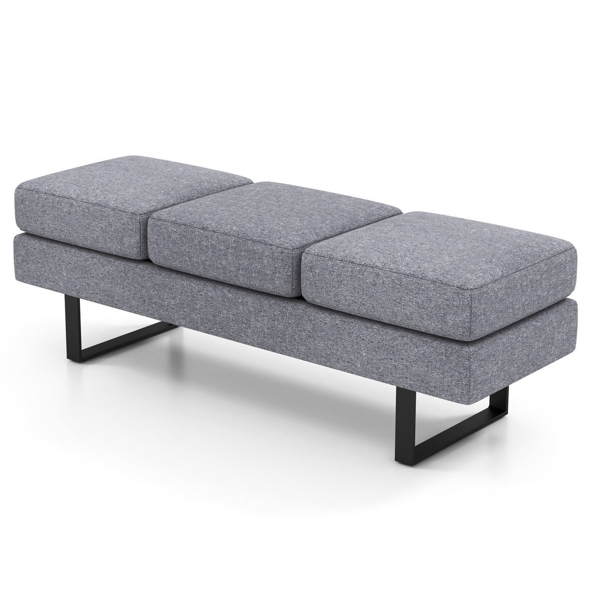 Waiting Room Bench Seating with Metal Frame Leg, Gray