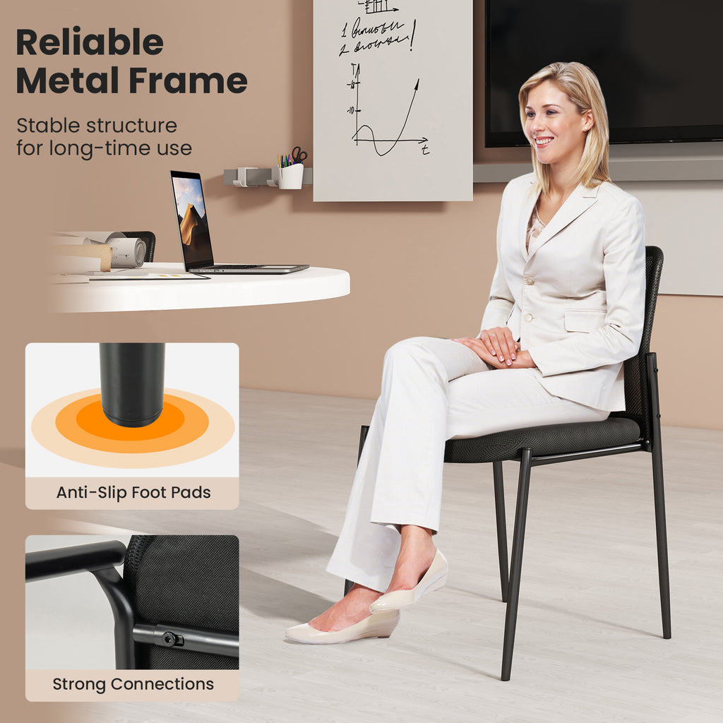 Waiting Room Chair Set of 2 with Ergonomic Mesh Backrest and Padded