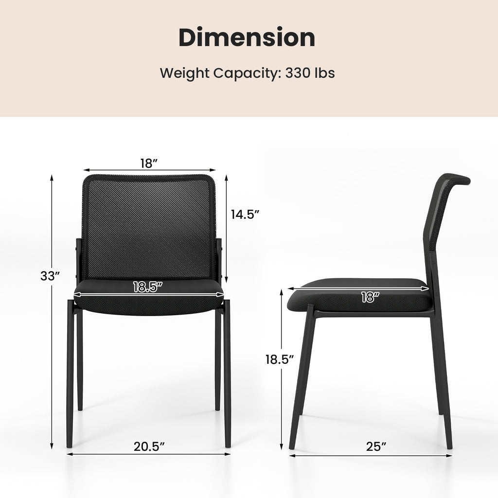 Waiting Room Chair Set of 2 with Ergonomic Mesh Backrest and Padded