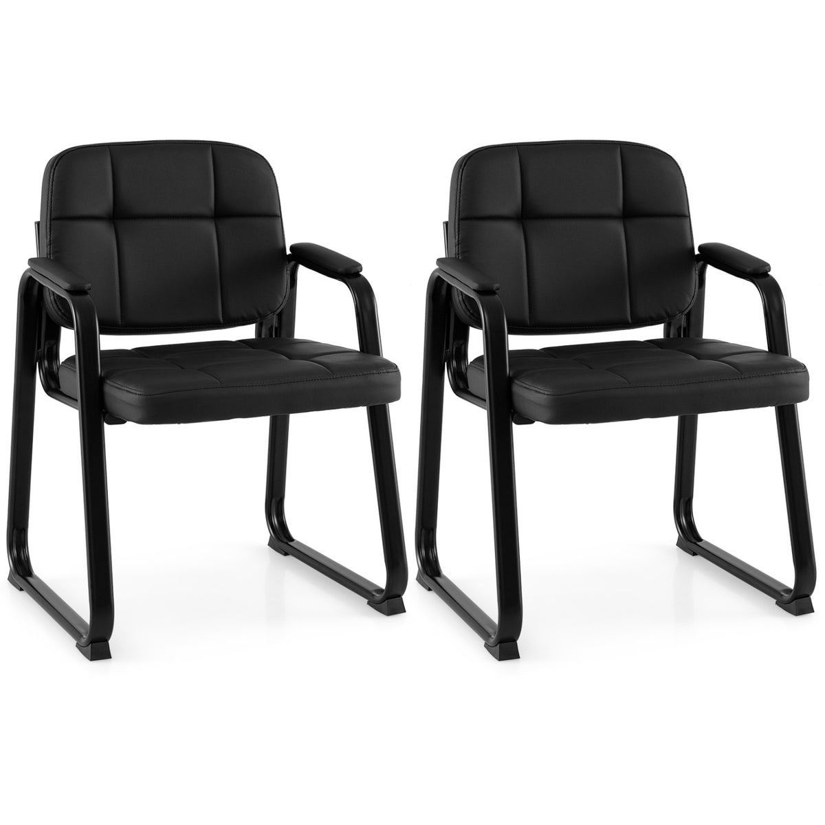 Reception Chairs Set of 2 Leather Office Guest Seating