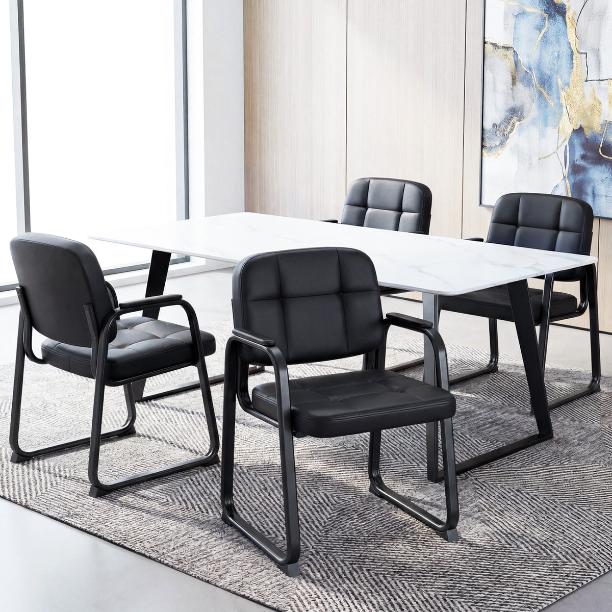 Reception Chairs Set of 2 Leather Office Guest Seating