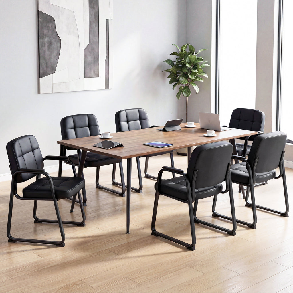 Reception Chairs Set of 2 Leather Office Guest Seating