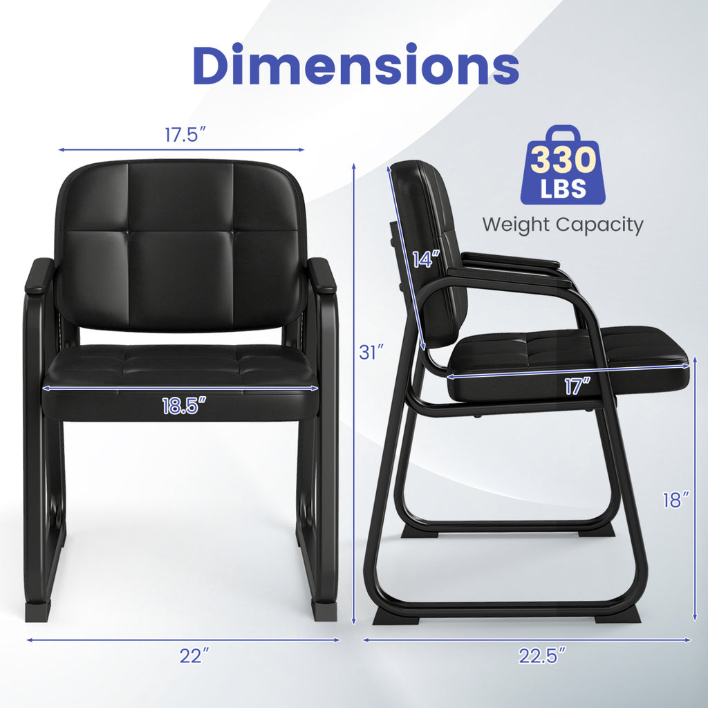 Reception Chairs Set of 2 Leather Office Guest Seating