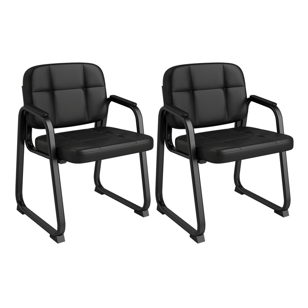 Reception Chairs Set of 2 Leather Office Guest Seating