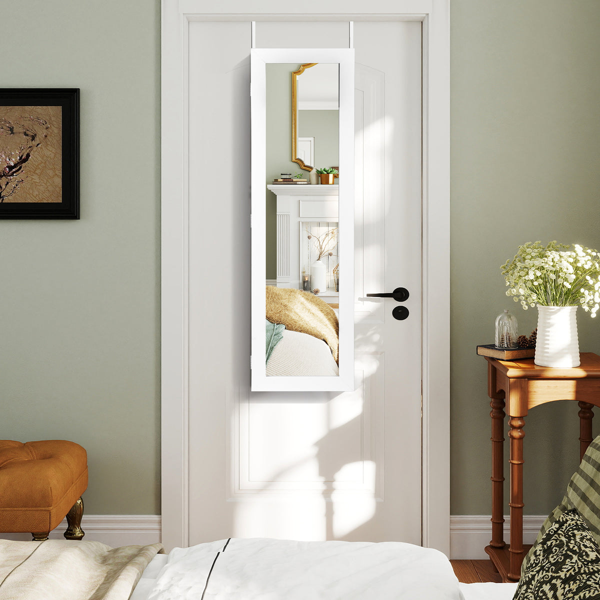 Mirrored Jewelry Cabinet with LED Light - Style 1