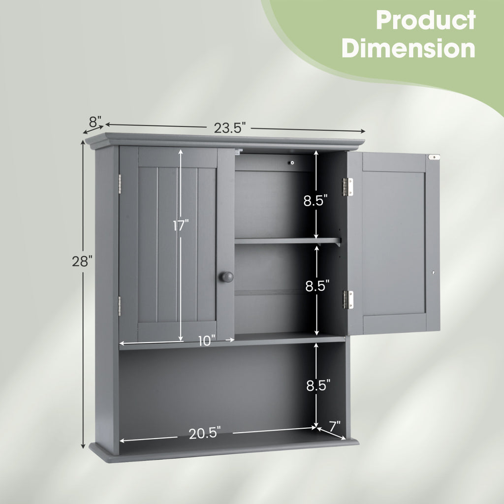 2-Door Wall Mount Bathroom Storage Cabinet with Open Shelf