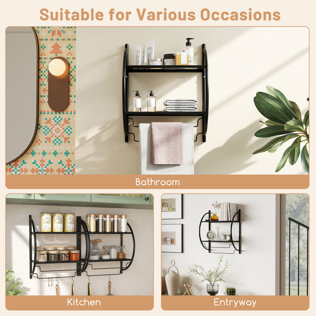 Wall Mounted 2-Tier Bathroom Towel Rack with 2 Bars