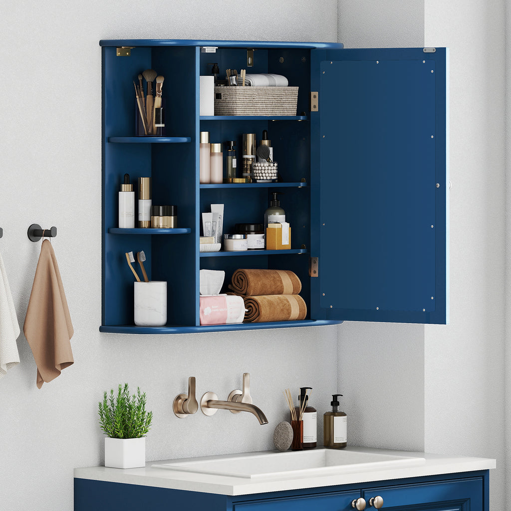 Wall-Mounted Bathroom Mirror Cabinet with Storage Shelves
